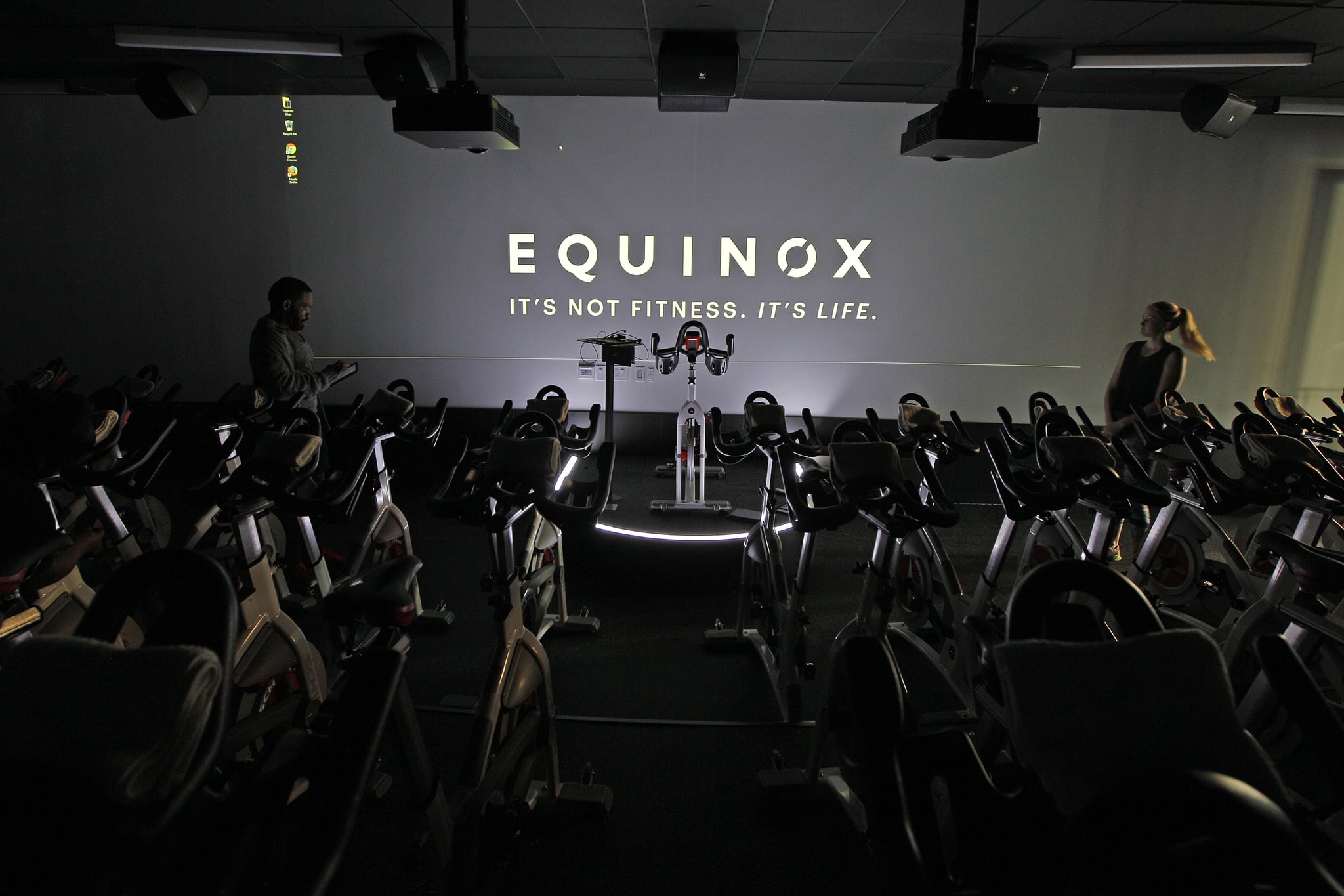 The view of the large studio cycling room at the new New York-based Equinox at River Oaks District, 4444 Westheimer Road, fitness club has opened its first Houston location, Tuesday, Dec. 8, 2015, in Houston.  Equinox is considered to be a leader in the fitness boutique club arena and has large celebrity following. ( Steve Gonzales  / Houston Chronicle ) (Photo by Steve Gonzales/Houston Chronicle via Getty Images)