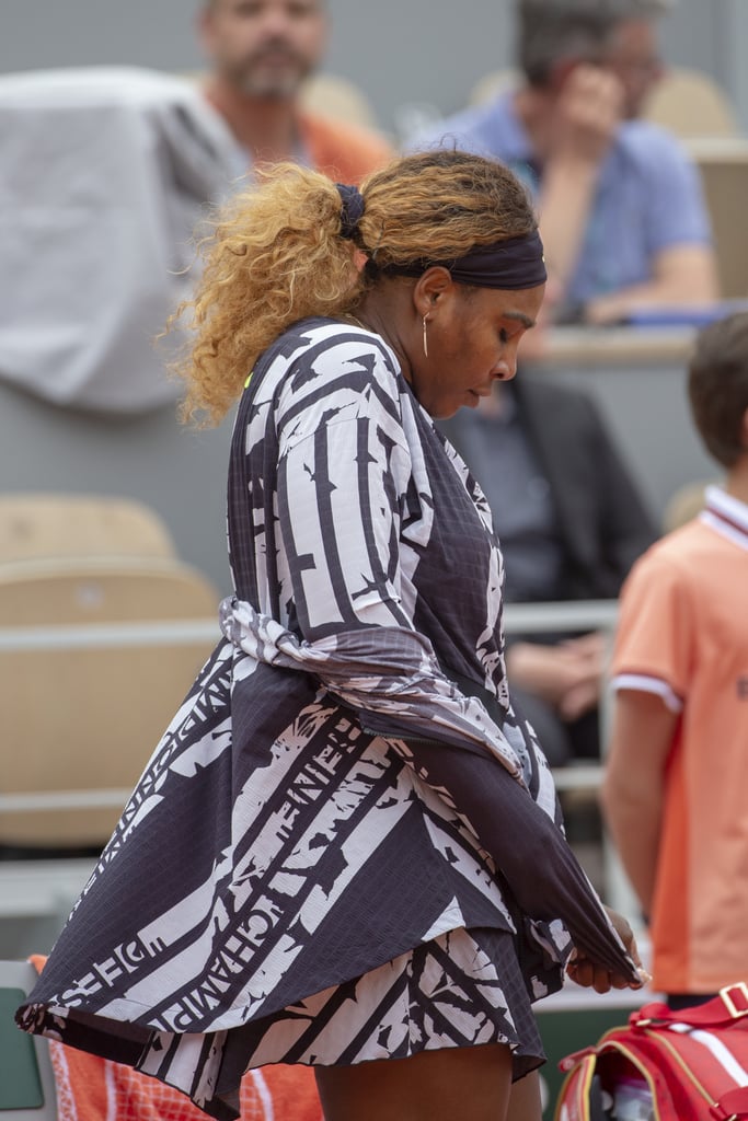 Serena Williams Off White Outfit With Text 2019 French Open