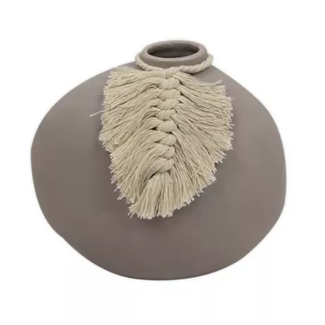 Vase With Tassel in Grey