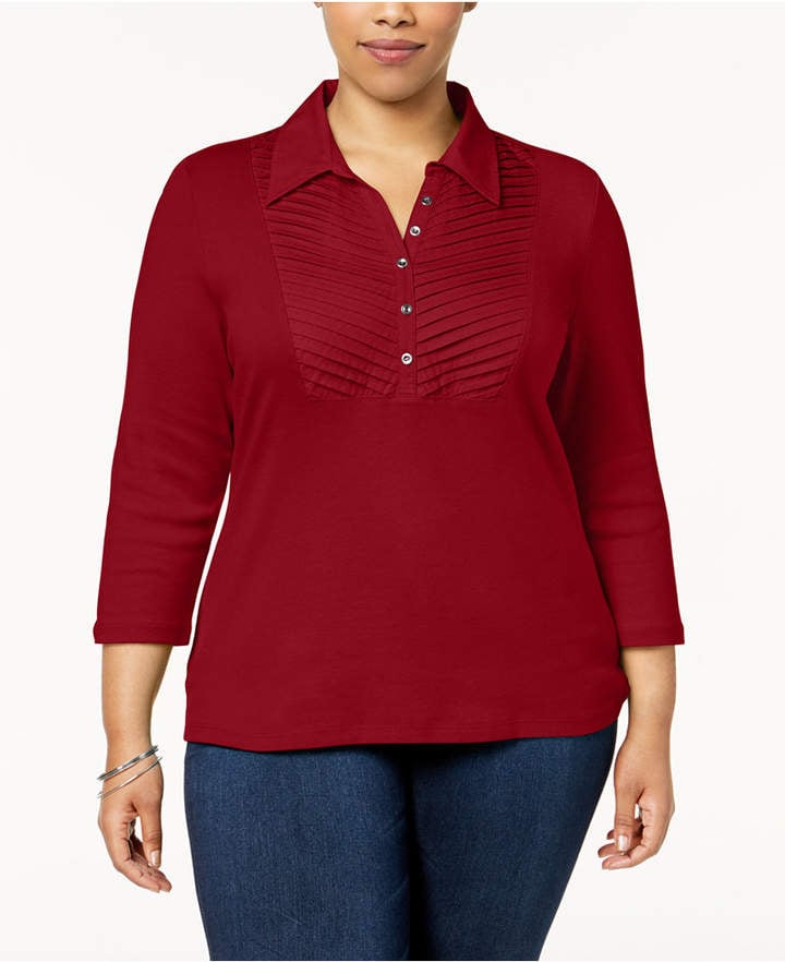 Karen Scott Pleated Polo Top