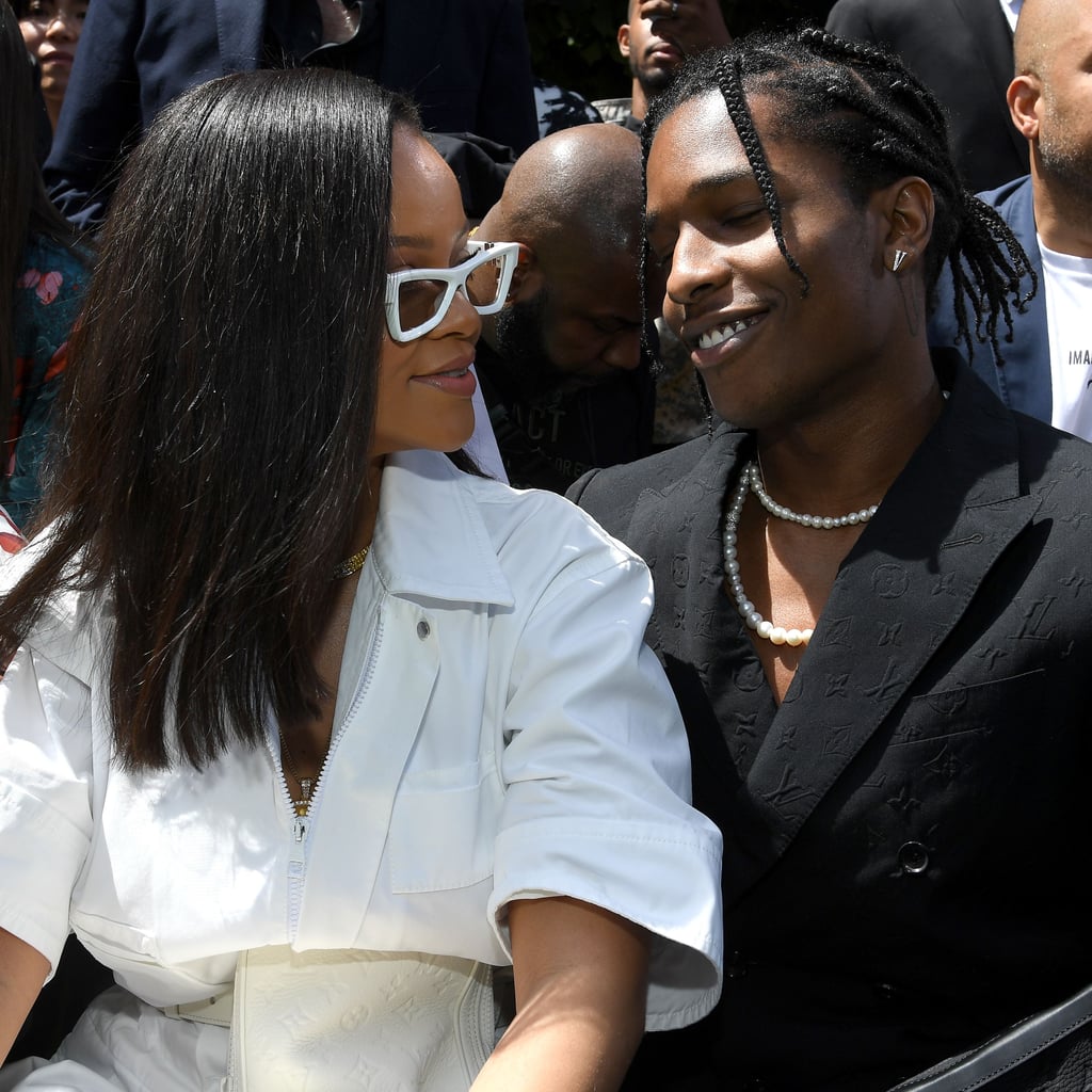 Virgil Abloh and Rihanna attending the Louis Vuitton Menswear
