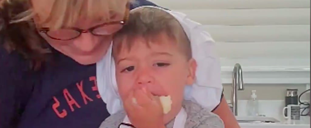 Kid Eating Cookie Ingredients While Baking With Nana | Video