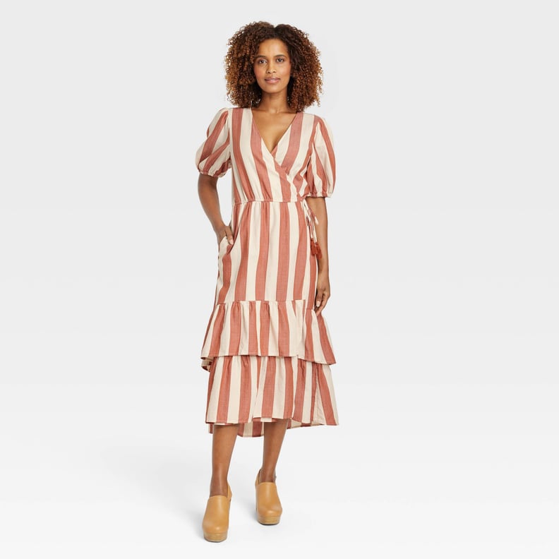 A Striped Wrap Dress