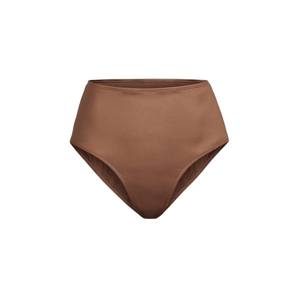 SKIMS Stretch Satin High-Waisted Brief in Smokey Quartz