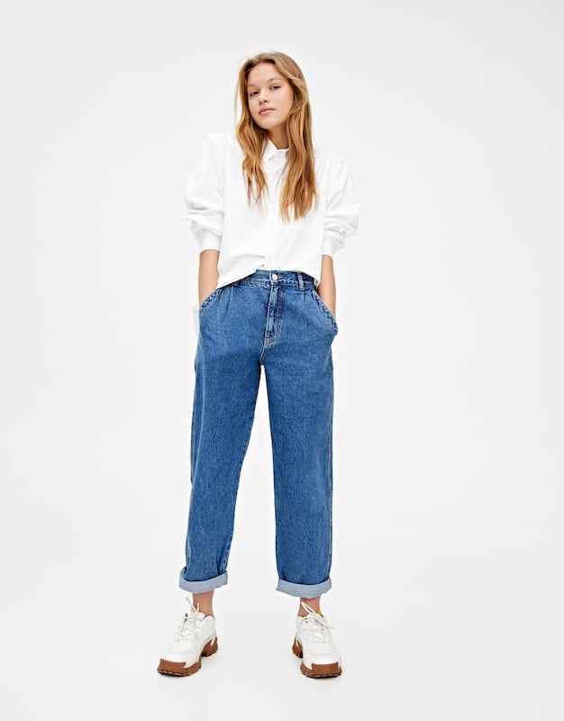 Pull&Bear Basic Blue Slouchy Jeans | How to Wear Baggy Jeans | POPSUGAR ...