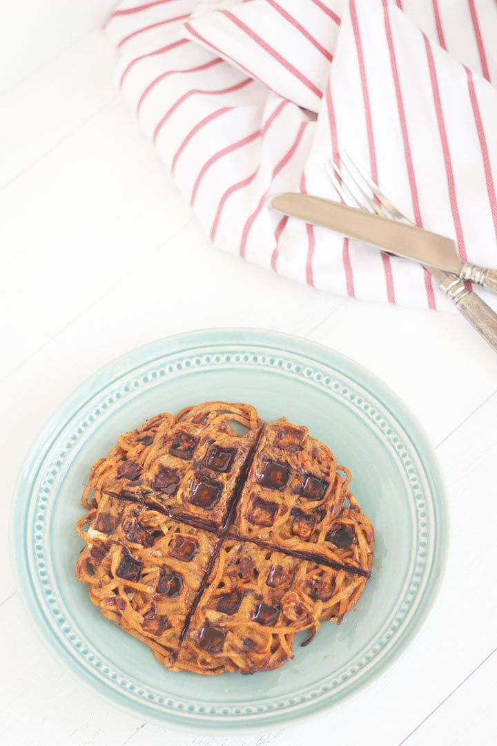 Pumpkin Spice Sweet Potato Noodle Waffles