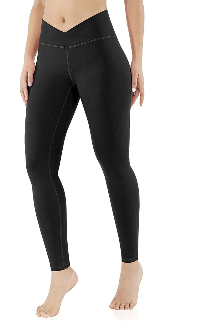  ODODOS Women's Cross Waist 7/8 Yoga Leggings with Pockets,  Inseam 25 Gathered Crossover Workout Yoga Pants, Black, X-Small :  Clothing, Shoes & Jewelry