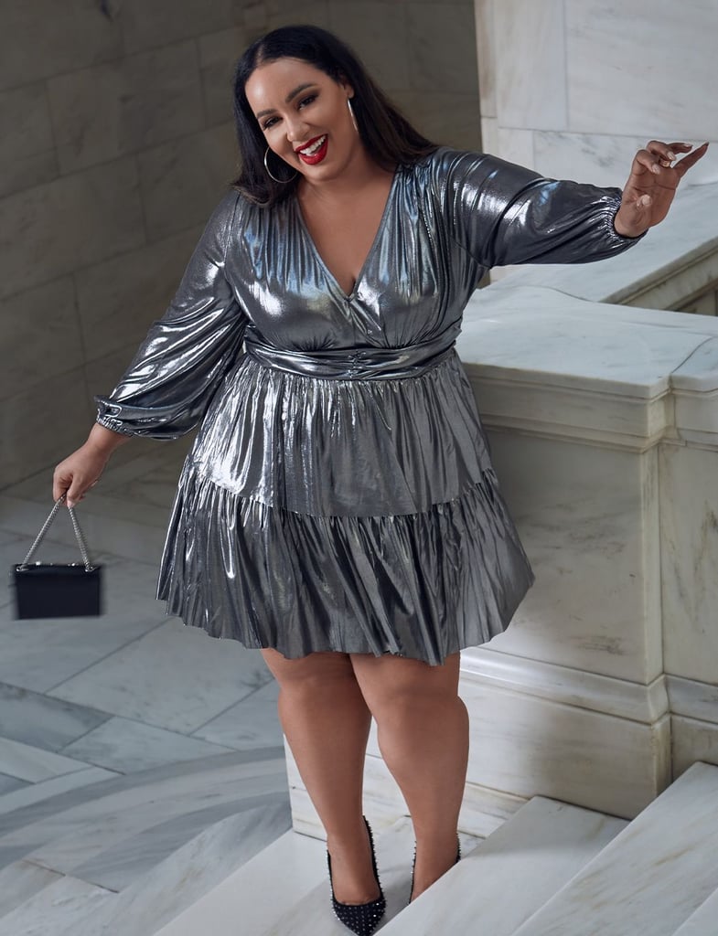 Metallic Mood: ELOQUII Tiered Skirt Lurex Mini Dress