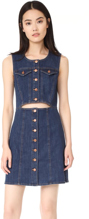 madewell denim button front dress