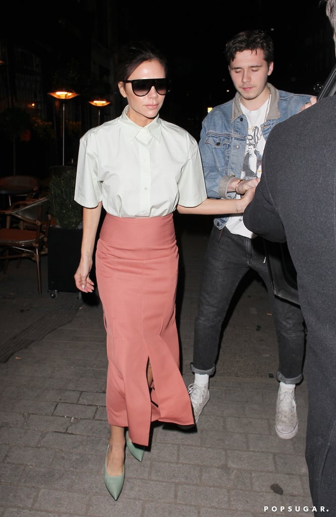 Victoria and Brooklyn Beckham Out in London March 2018