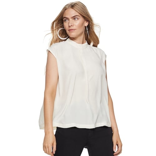 Nine West Silk MockNeck CapSleeve Blouse Ciara Is the Face of Nine