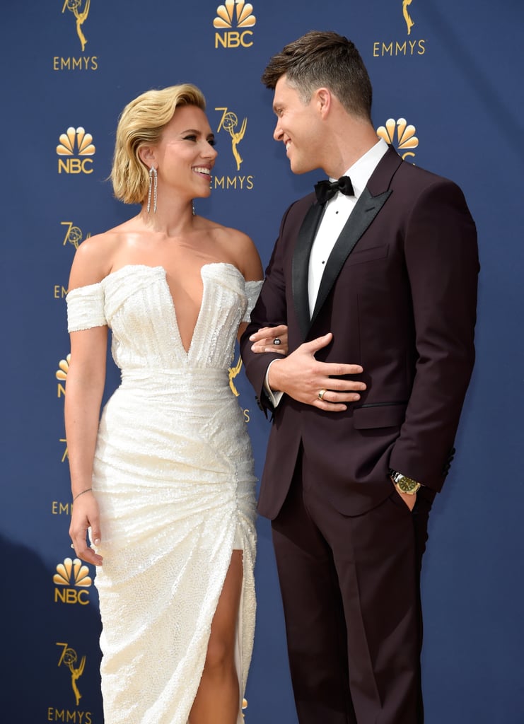 Scarlett Johansson and Colin Jost at the 2018 Emmys