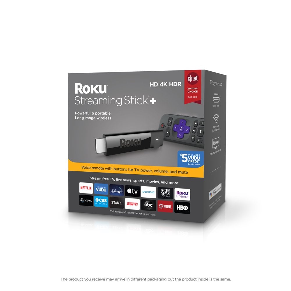 A Streaming Device: Roku Streaming Stick+ HD/4K/HDR Streaming Device