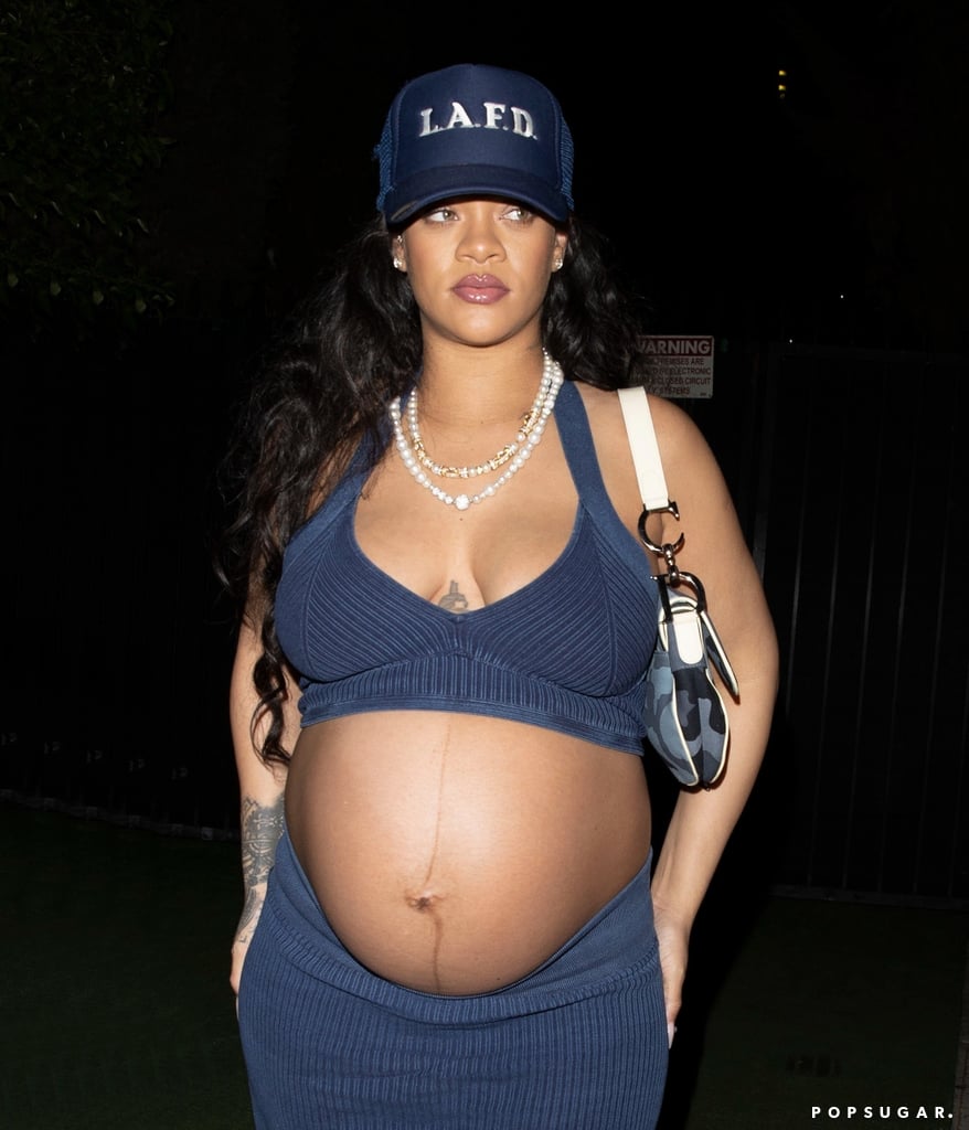 Rihanna Rocks a Bump-Baring Alaïa Crop Top and Pants Set