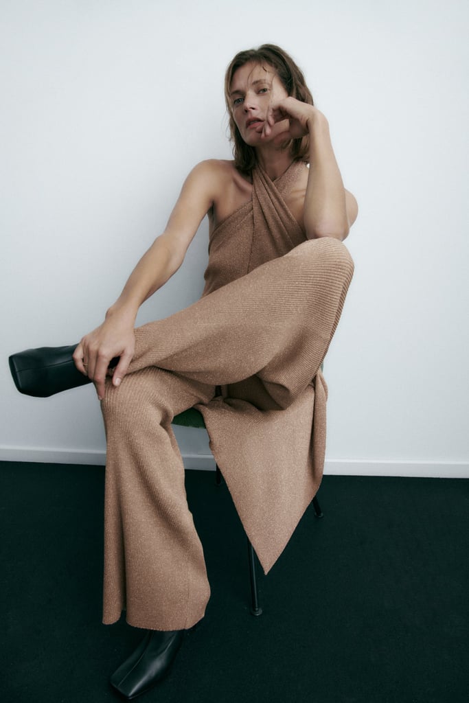 Zara Metallic Thread Knit Pants