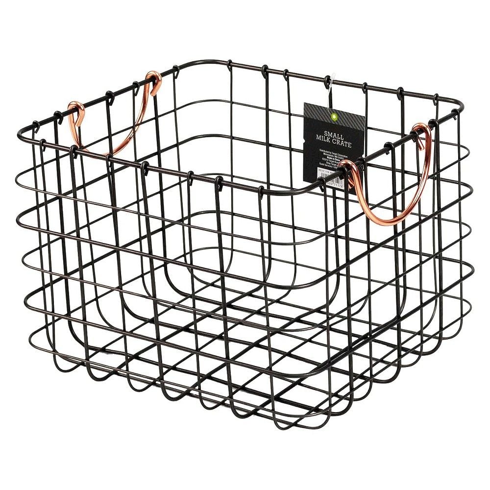 More Home Storage Threshold Small Milk Crate Wire Basket Best