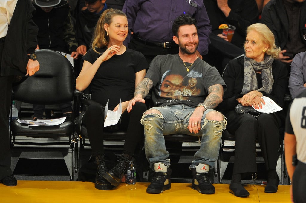 Adam Levine and Behati Prinsloo at LA Lakers Game 2017