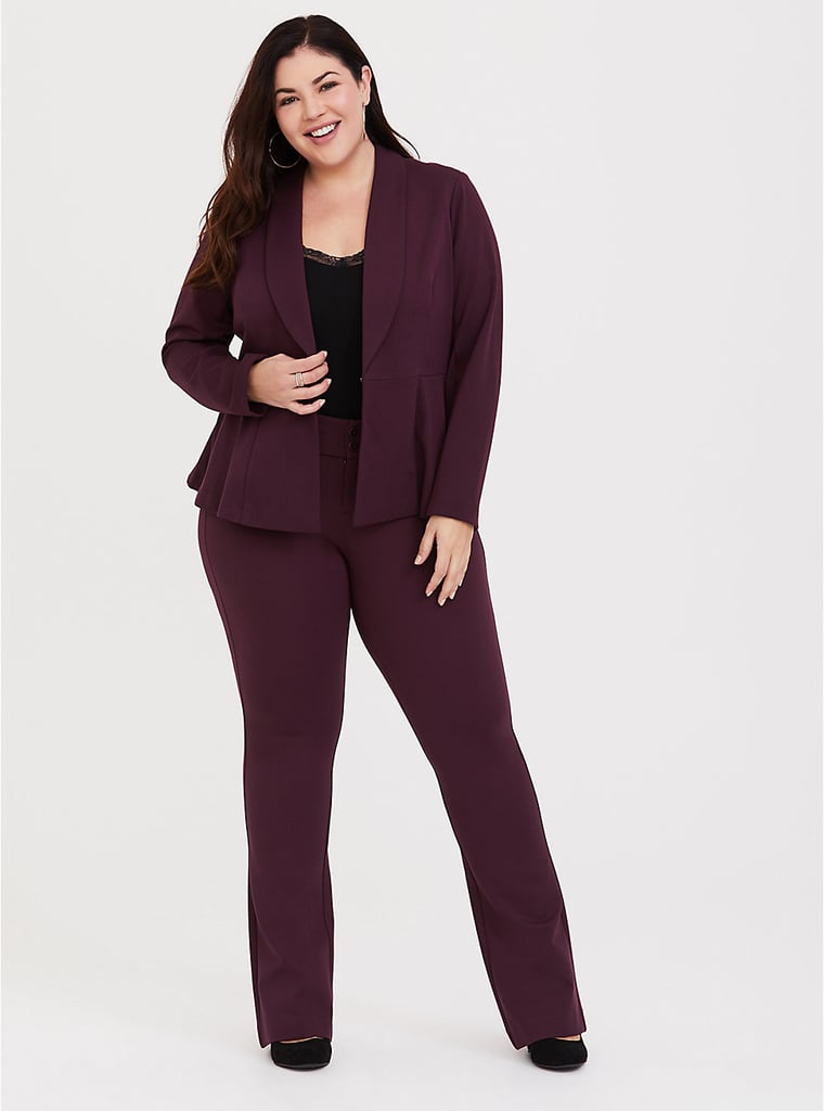 Torrid Burgundy Stretch Peplum Blazer ...