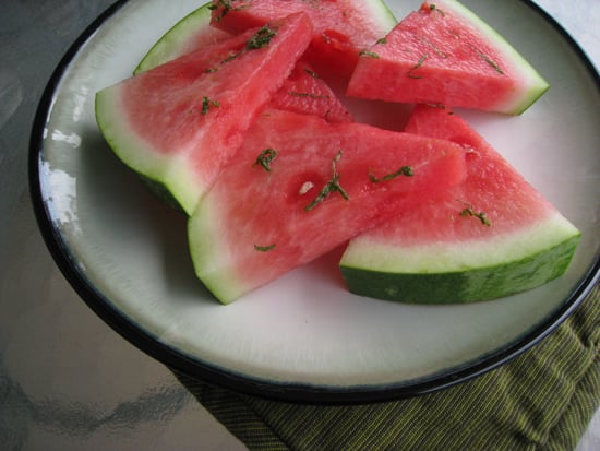 Watermelon With Honey-Lime Mint Syrup