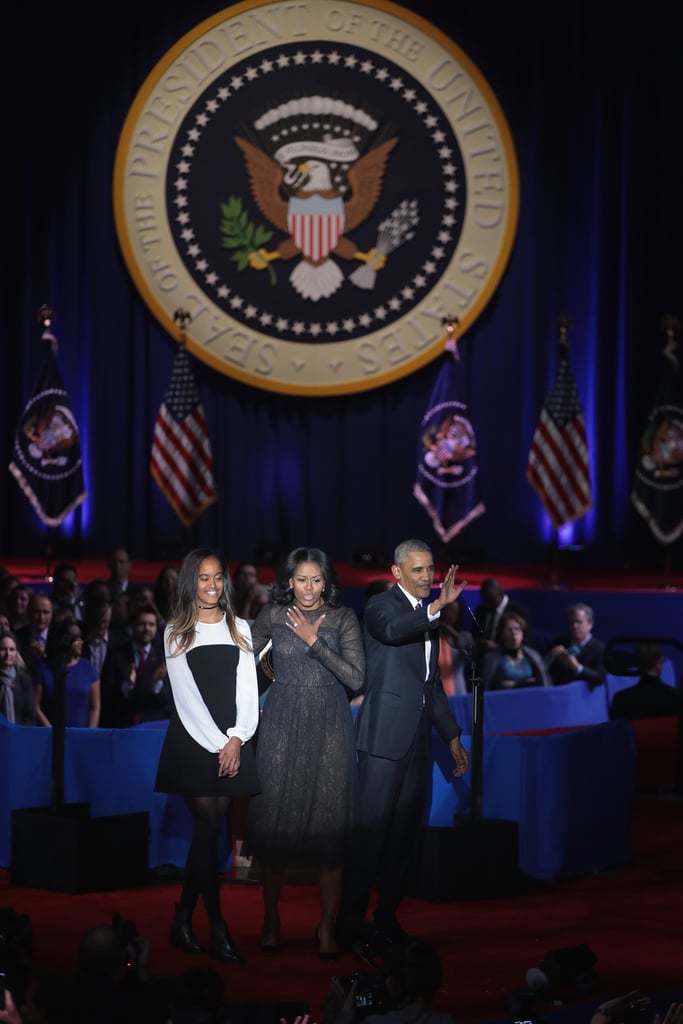 Michelle and Malia Obama Crying at Farewell Speech 2017