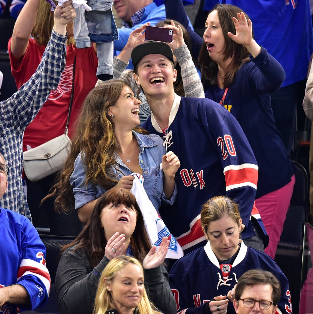 Ansel Elgort Kisses Girlfriend at Hockey Game | Pictures