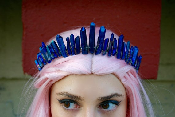 Selene Mermaid Crown in Deep Blue Quartz