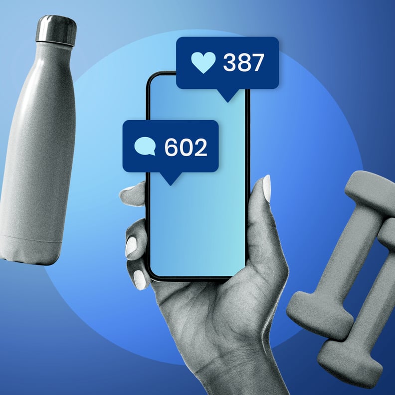 image of cell phone dumbbells and water bottle as symbolic of gym captions for instagram