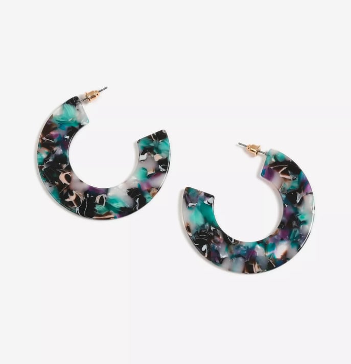 Topshop Tortoiseshell Resin Wide Hoop Earrings