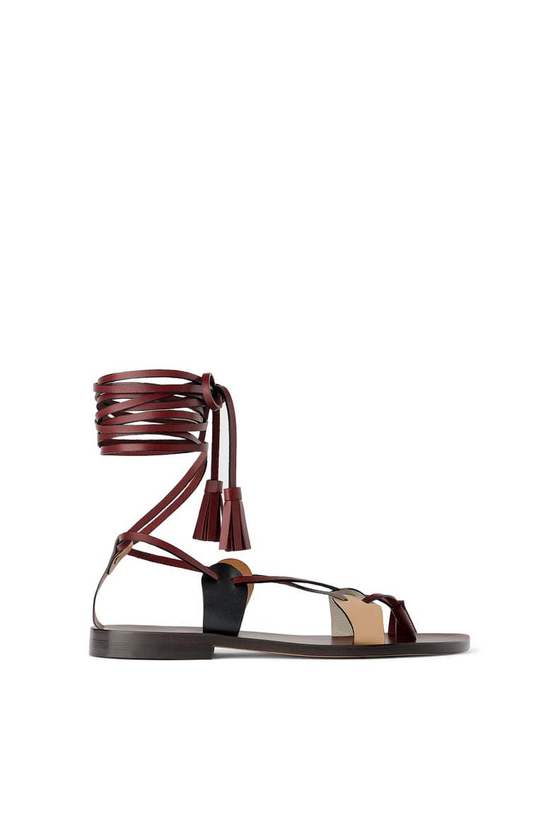 Zara Studio Low-Heeled Strappy Leather Sandals