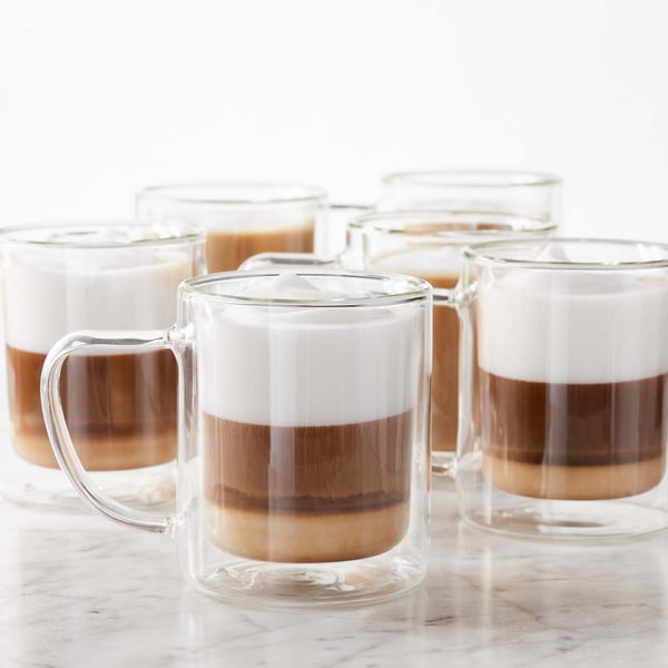 Cappuccino Cups Set of 2 Double Walled Coffee Glasses Lunae 