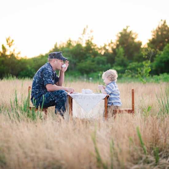 Military Dad's Tea Party With His Son