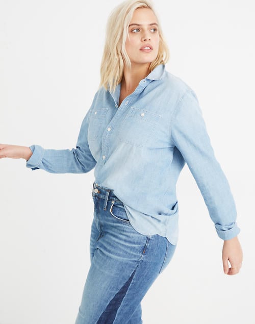 Madewell Chambray Classic Ex-Boyfriend Shirt in Evie Wash