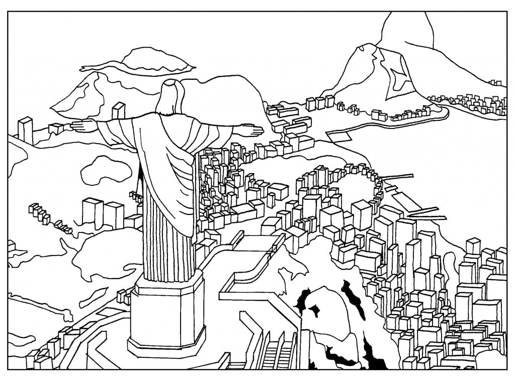 Get the colouring page: Christ the Redeemer