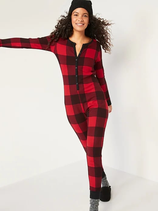 Old Navy Matching Printed Thermal-Knit One-Piece Pajamas For Women