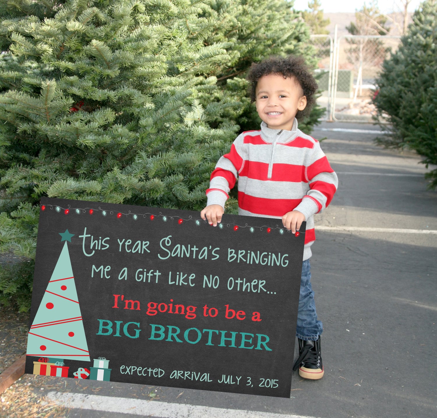 Big Brother Christmas New Baby A4 Christmas Pregnancy Announcement Print 
