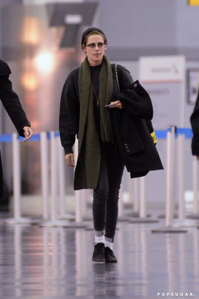 Kristen Stewart made her way through JFK on Sunday.