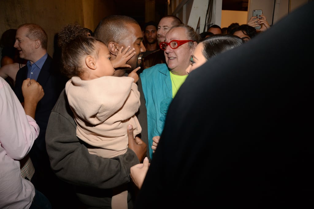 Kim Kardashian and North West at Yeezy Season 2 Fashion Show