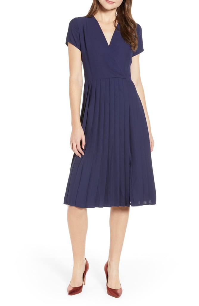 Leith Pleated Surplice Dress