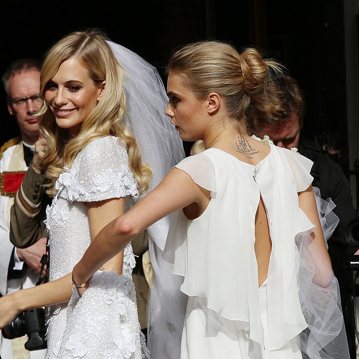 Models strive to look their best each time they grace the catwalk, and their trip down the wedding aisle is no different. Most recently, Poppy Delevingne tied the knot with her bridesmaid sister, Cara Delevingne, right by her side. If you can't get enough of the model-brides, check out POPSUGAR Fashion's roundup of 14 wedding looks from our favorite style stars.