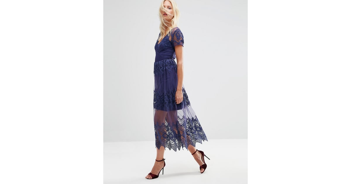  ASOS  Embroidered Mesh and Lace Midi Dress  113 Best 