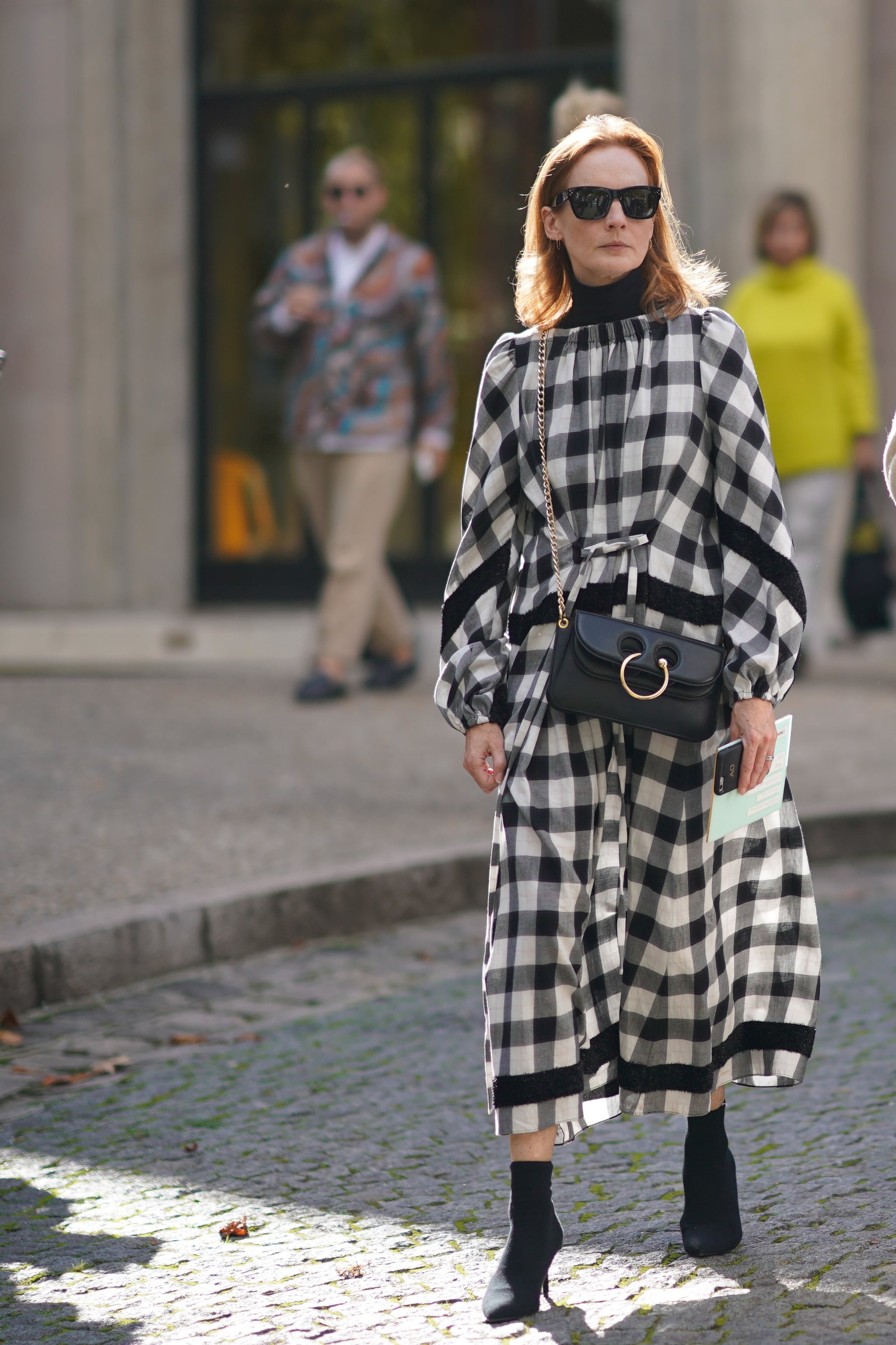 plaid dress with turtleneck underneath