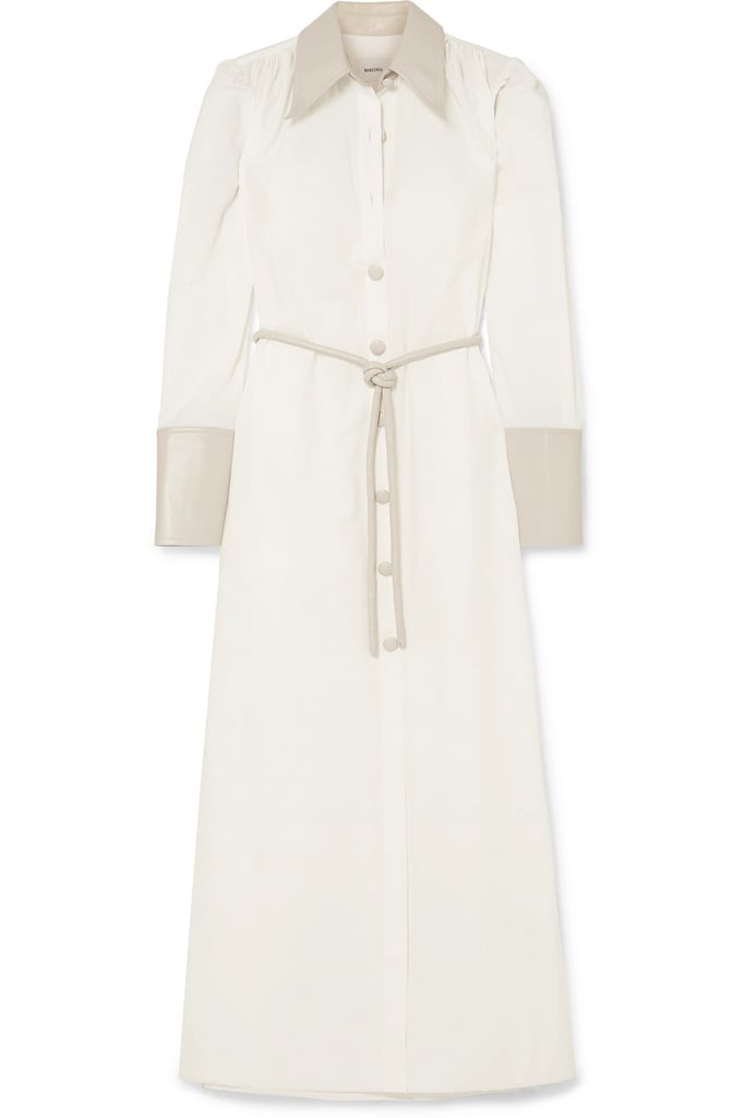 Nanushka Yoon vegan leather-trimmed cotton-poplin shirt dress