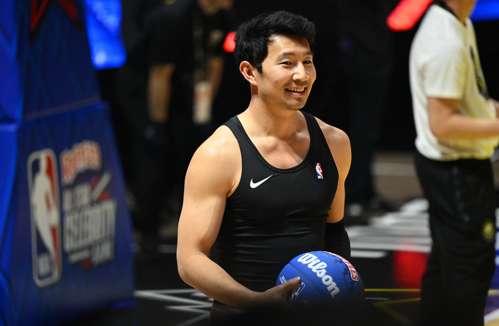Canadian actor Simu Liu attends the 2023 Ruffles All-Star Celebrity Game during NBA All-Star Weekend in Salt Lake City, Utah, February 17, 2023. (Photo by Patrick T. Fallon / AFP) (Photo by PATRICK T. FALLON/AFP via Getty Images)