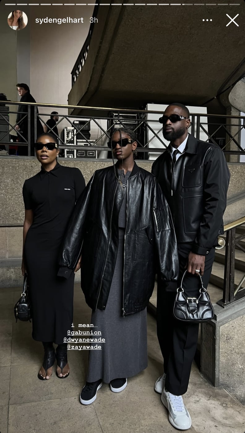 Gabrielle Union, Zaya Wade, and Dwyane Wade at the Miu Miu Show