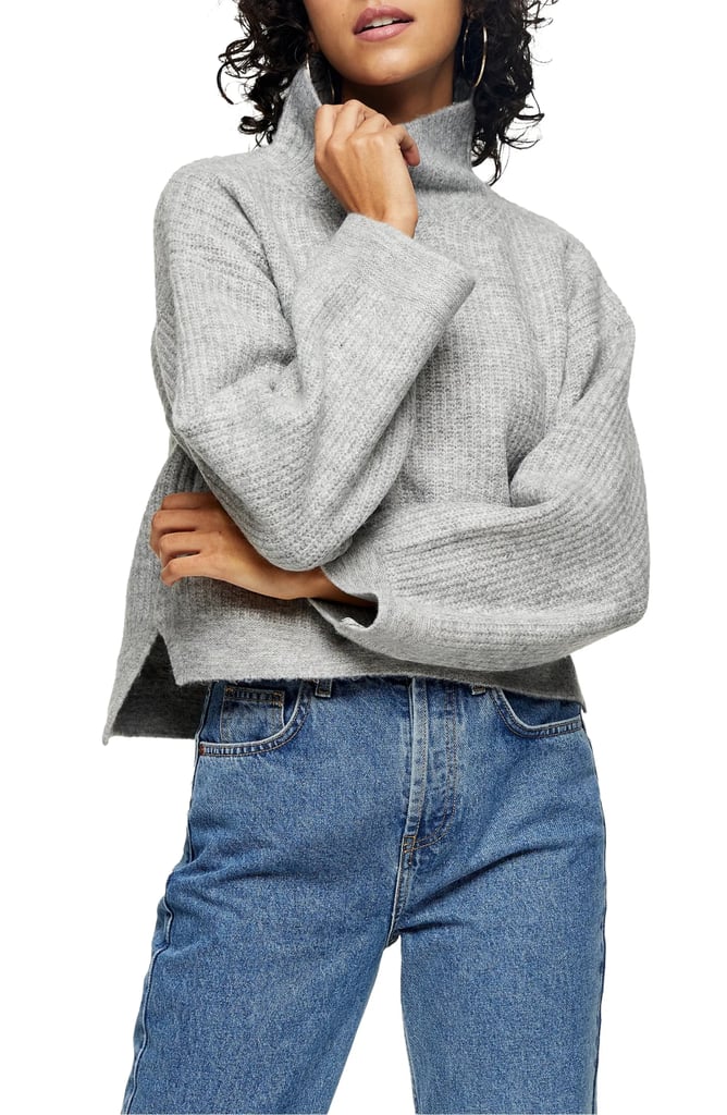 Topshop Crop Funnel Neck Sweater