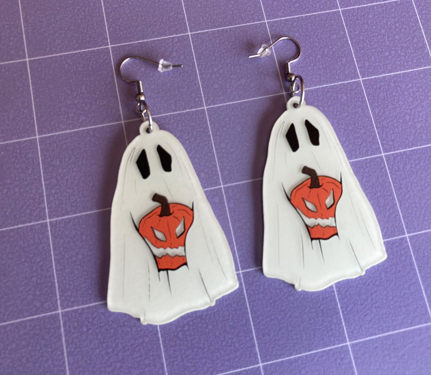 Halloween Ghost Stud Earrings Plastic Post for People With 
