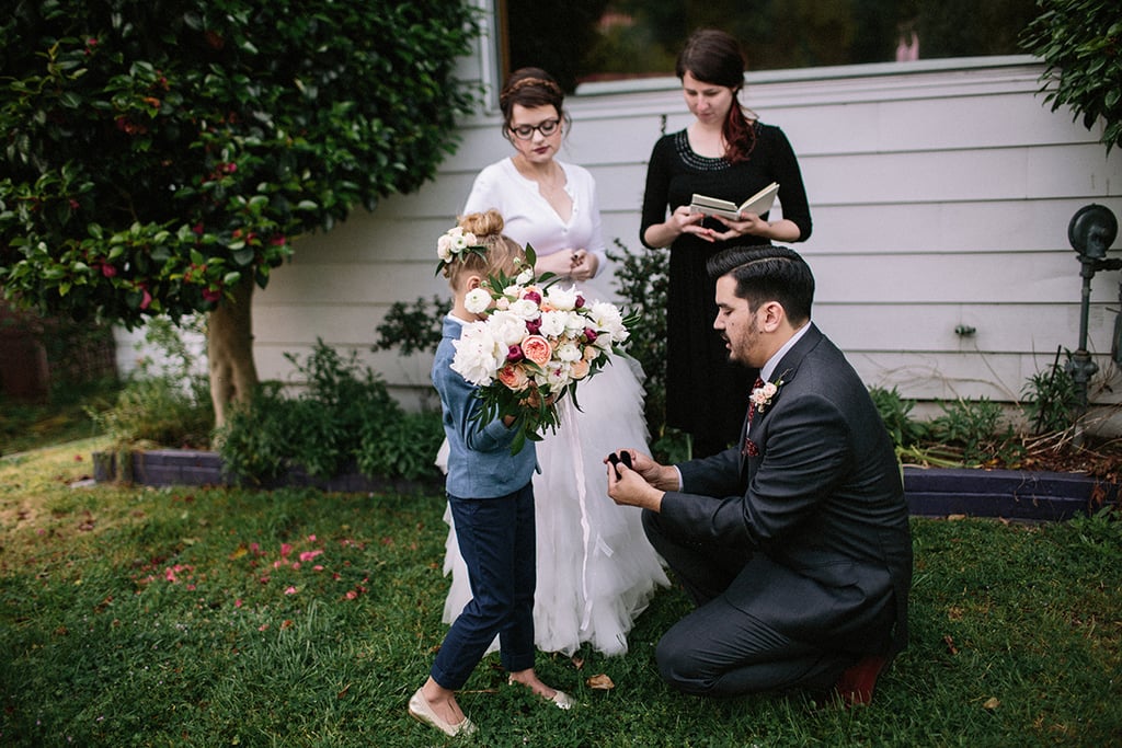Little Girl Is Ring Bearer in Mom's Wedding
