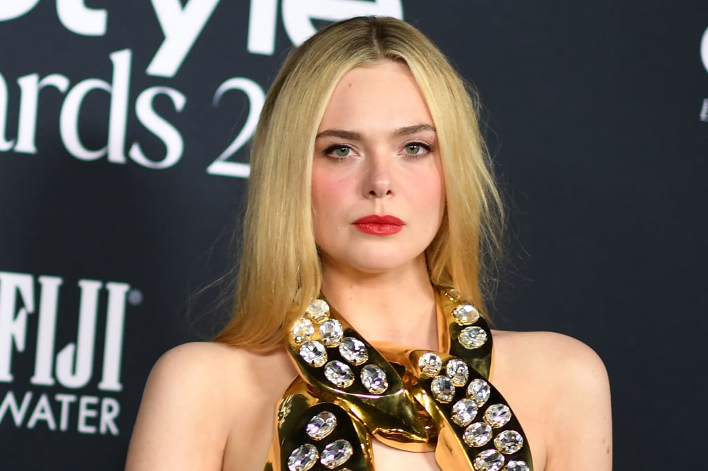 Elle Fanning Wears Balmain Chain-Link Top to InStyle Awards