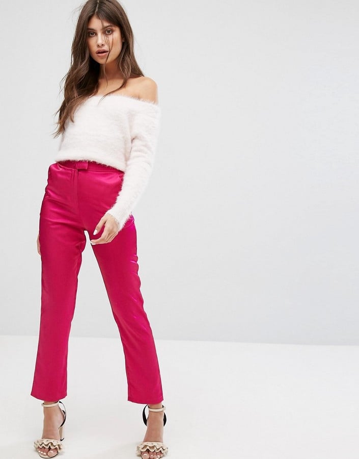 Fashion Union Cigarette Trousers In Luxe Fabric