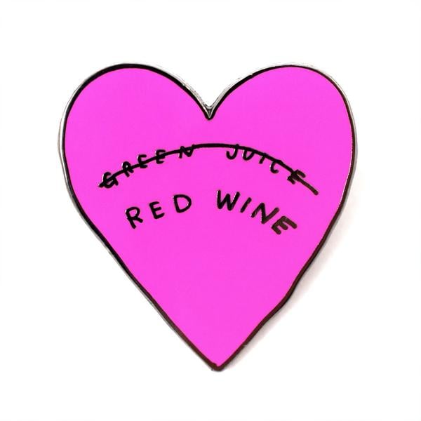 Red wine heart pin